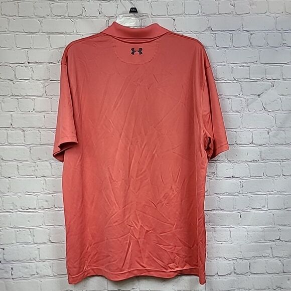 Men's XL UA Tech Polo Orange Performance Shirt HeatGear Golf Coach Work Uniform - Picture 9 of 9